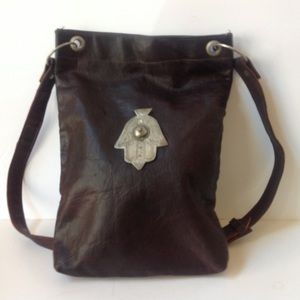 Brown Leather Handbag Satchel Crossbody Medallion